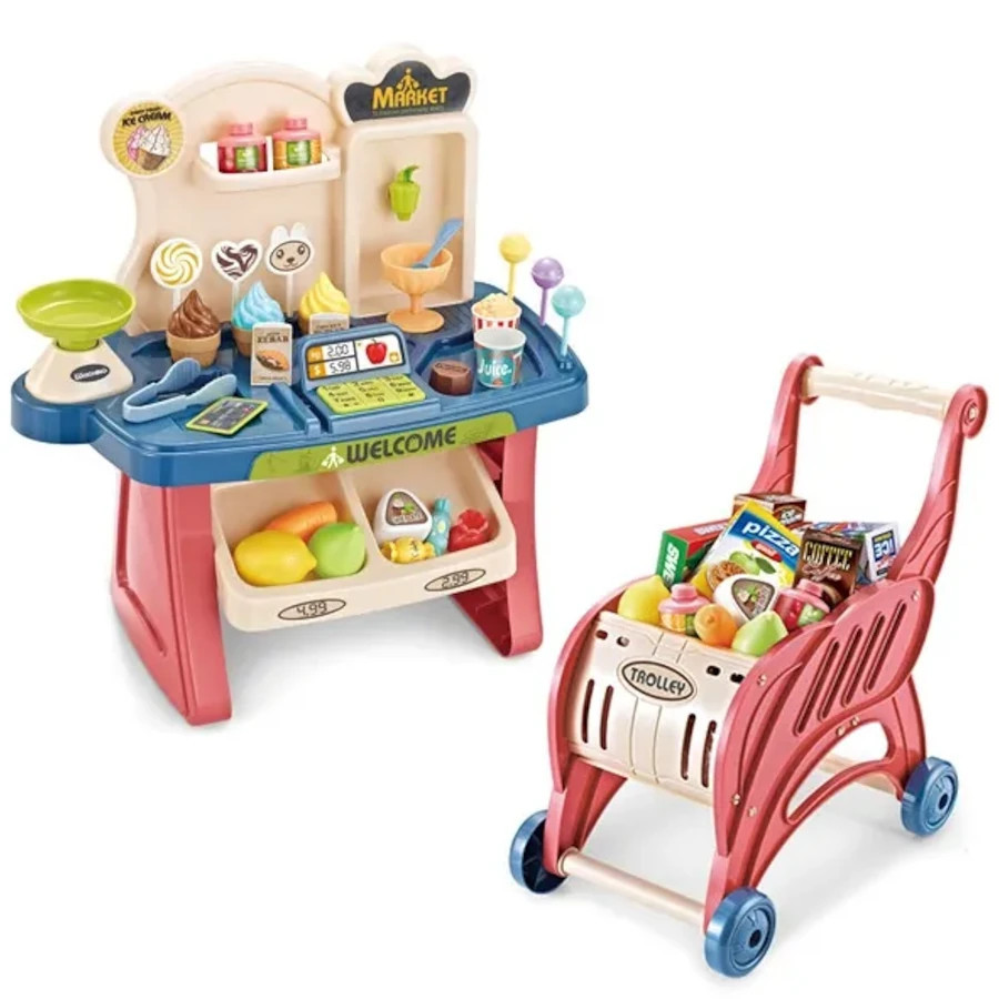 Sklep supermarket + wózek na zakupy i 40 akc. / Woopie Sklep supermarket + wózek na zakupy i 40 akc. / Woopie