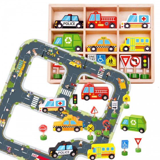 Droga puzzle + pojazdy i znaki drogowe / Tooky toy