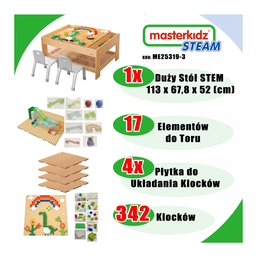 Stół naukowo-kreatywny + akcesoria STEM Wall 359 el. / Masterkidz