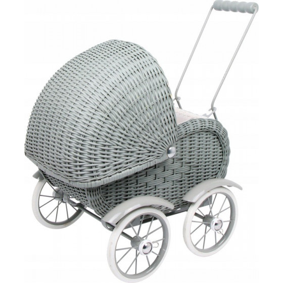 Retro wiklinowy wózek dla lalek - Szary / Small Foot Design