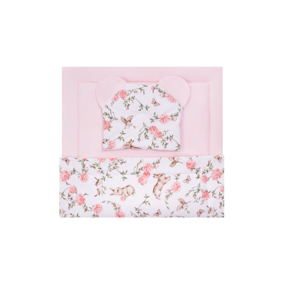 Komplet do łóżeczka bawełniany 100x75 Króliczki różowe / Bocioland