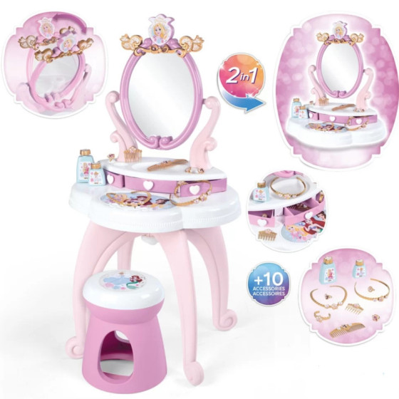 Toaletka Disney Princess  2w1 + 10 akc. / Smoby