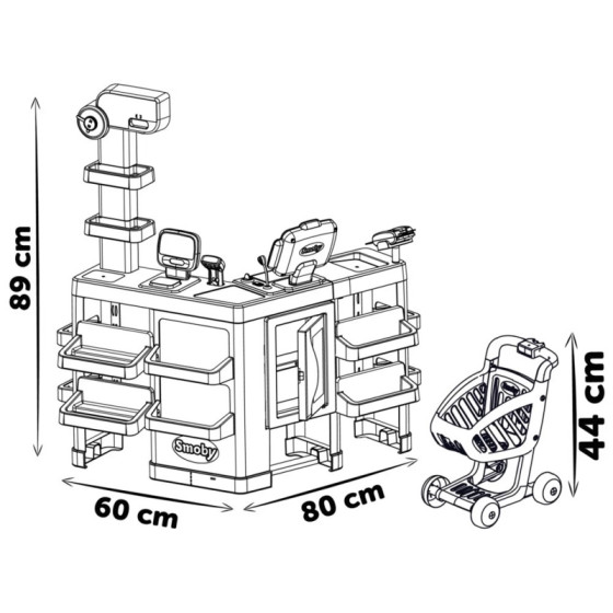 Maximarket z kasą i wózkiem sklepowym 50 el. / Smoby