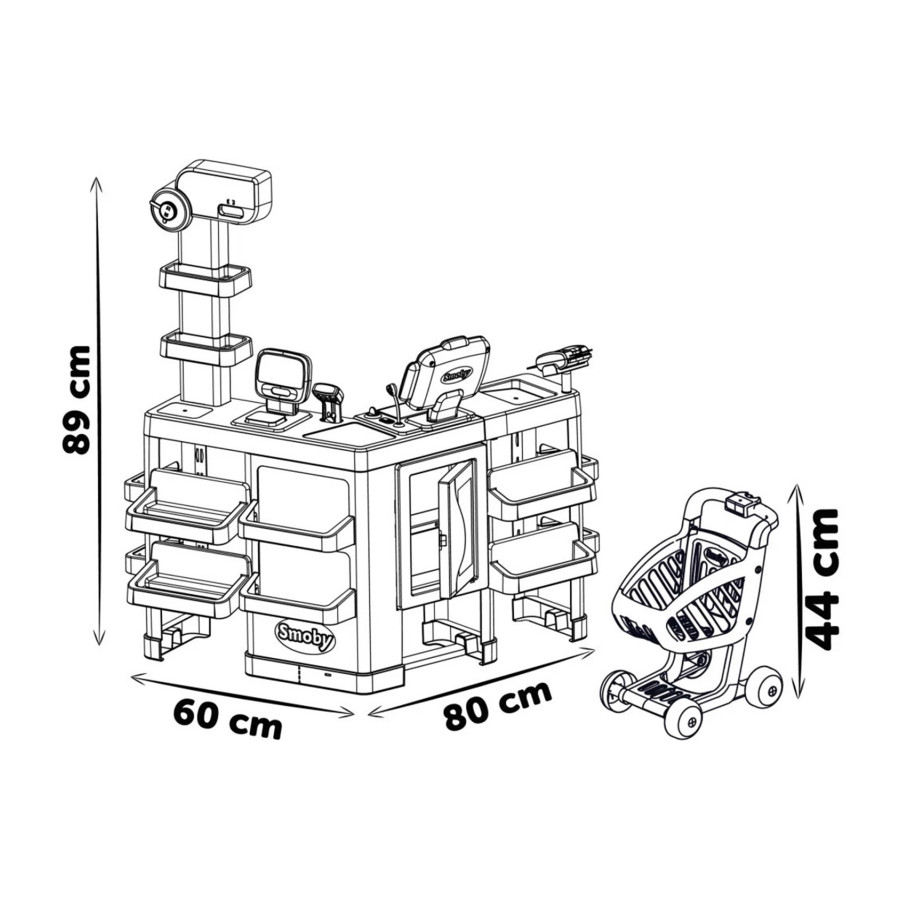 Maximarket z kasą i wózkiem sklepowym 50 el. / Smoby