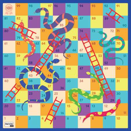 Mata animacyjna Gra planszowa Węże i drabinki 150x150 cm / Akson