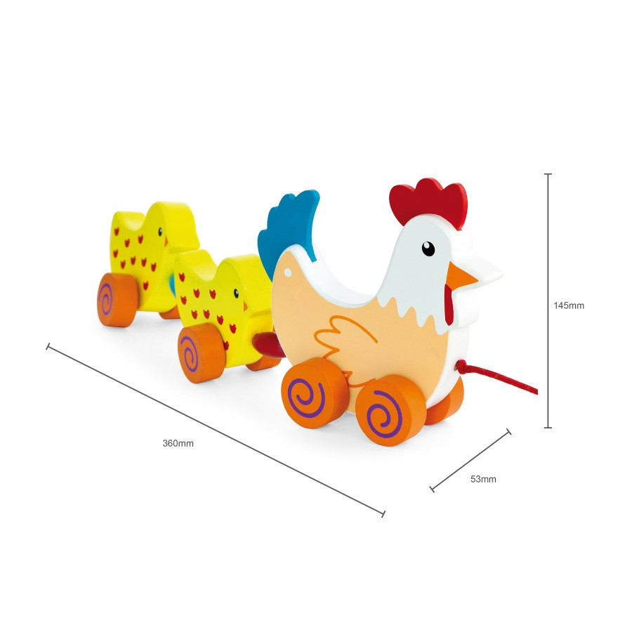 Kurka z kurczakami do ciągnięcia na sznurku / Viga