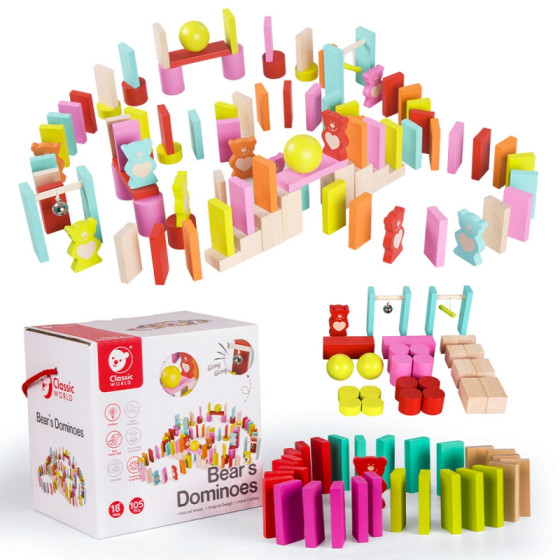 Układanka domino Misie 105 el. / Classic world