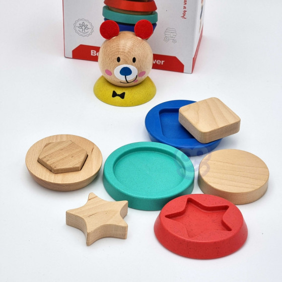 Układanka piramidka Miś 11 el. / Tooky toy