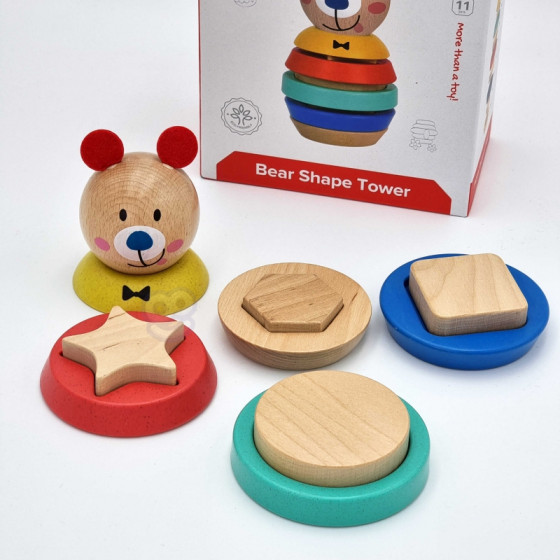 Układanka piramidka Miś 11 el. / Tooky toy