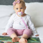 Tasiemka do smoczka z klipsem różowa / Babyono