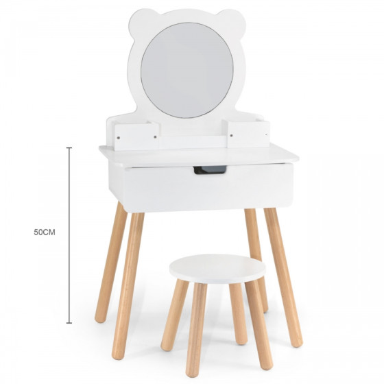 Duża toaletka biała z lustrem i krzesełkiem / Viga