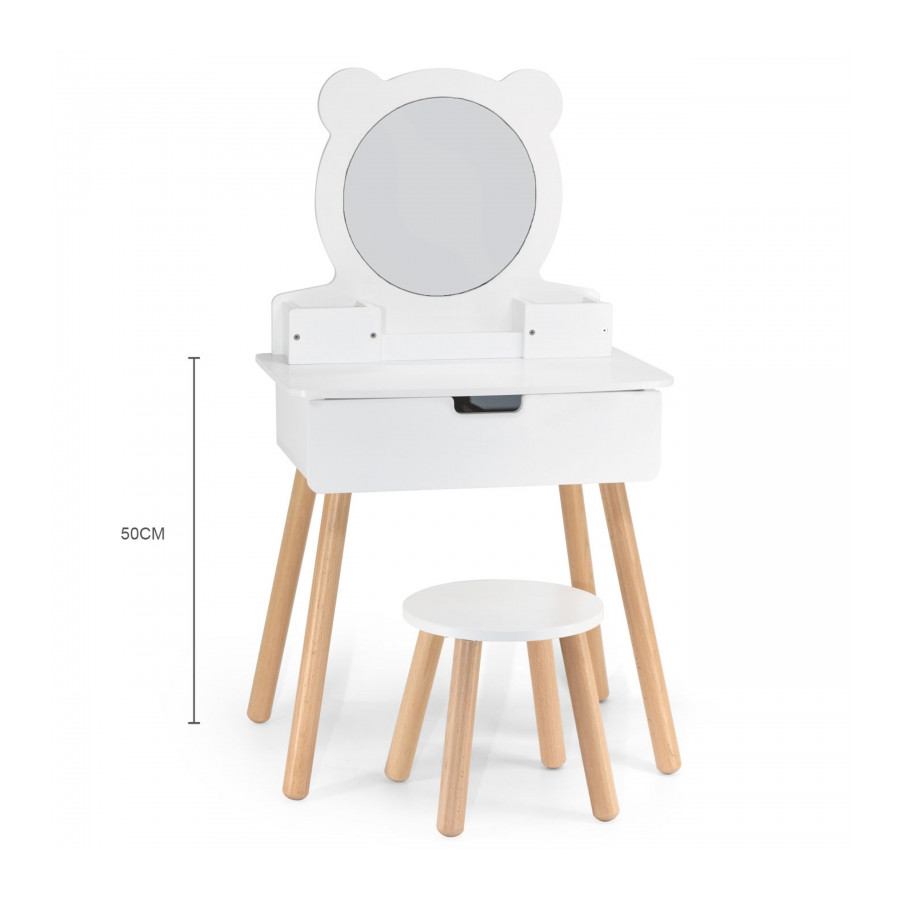 Duża toaletka biała z lustrem i krzesełkiem / Viga