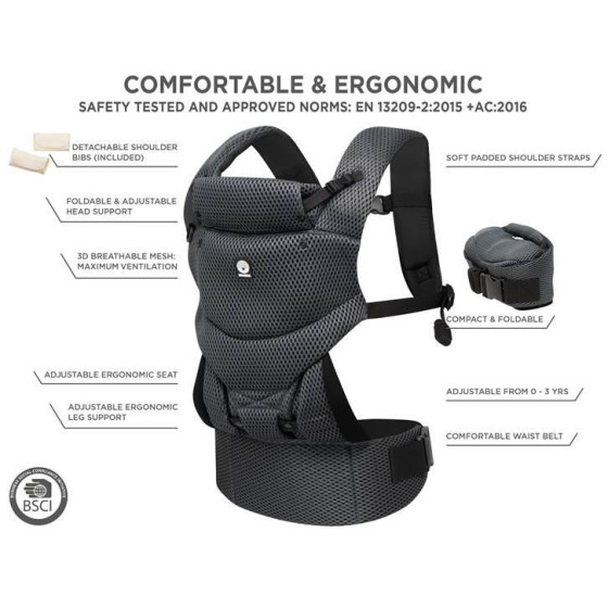 Nosidełko ergonomiczne Urban Comfort Black / Dooky