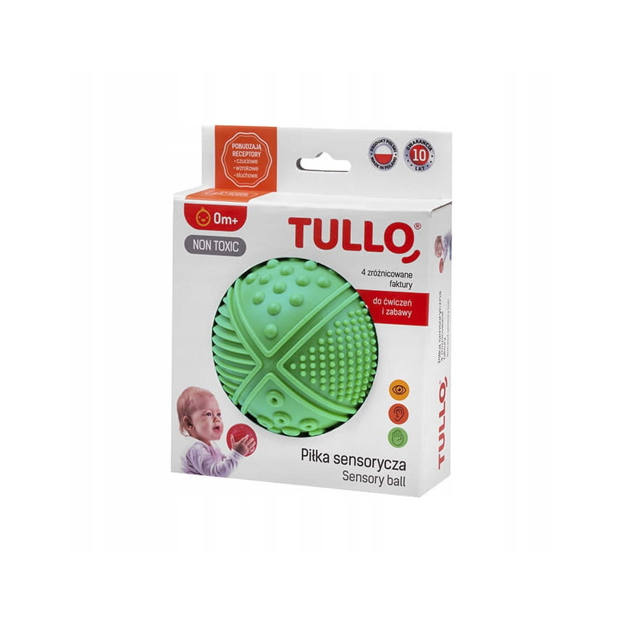 Piłka sensoryczna 4 faktury Zielona - 1 szt. / Tullo
