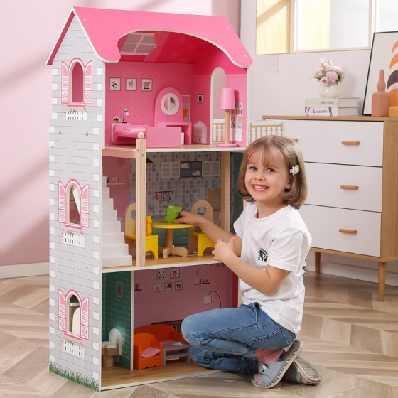Duży drewniany domek dla lalek / Viga