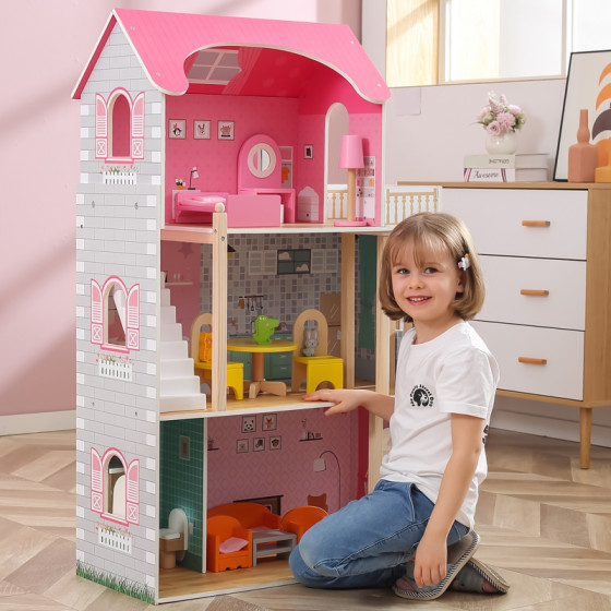 Duży drewniany domek dla lalek / Viga