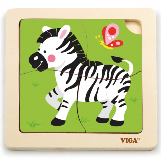 Drewniane puzzle Zebra 4 el. / Viga