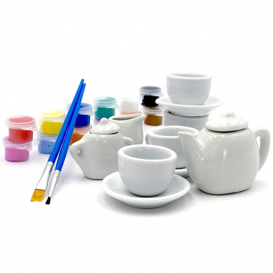 Ceramiczny serwis do herbaty do malowania / Woopie