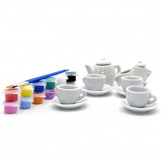 Ceramiczny serwis do herbaty do malowania / Woopie