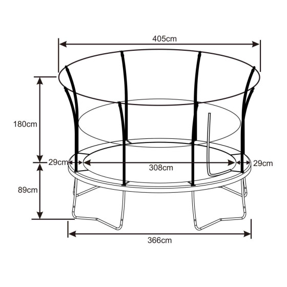 Trampolina Denver zielona 366 cm + siatka / Axi