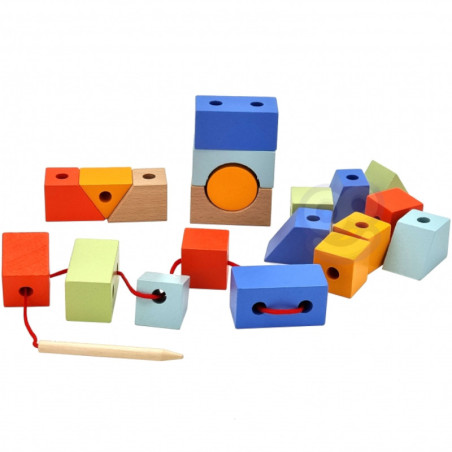 Klocki do nawlekania figury geometryczne 21 el. / Classic world