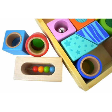 Klocki sensoryczne Kształty i dźwięki 12 el. / Tooky toy