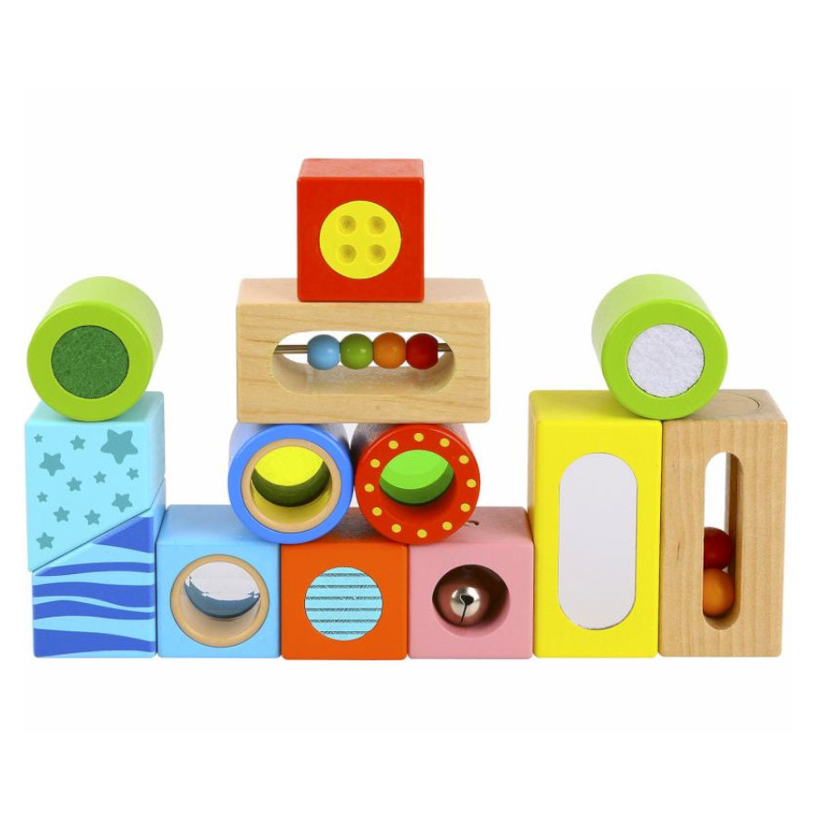 Klocki sensoryczne Kształty i dźwięki 12 el. / Tooky toy Klocki sensoryczne Kształty i dźwięki 12 el. / Tooky toy