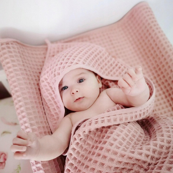 Ręcznik dla niemowlaka Waffle 100x100 cm Silver Pink / Ceba Baby