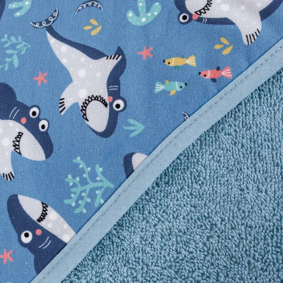 Ręcznik dla niemowlaka Printed Line Shark 100x100 / Ceba Baby