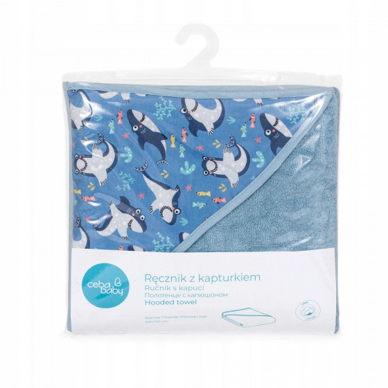 Ręcznik dla niemowlaka Printed Line Shark 100x100 / Ceba Baby
