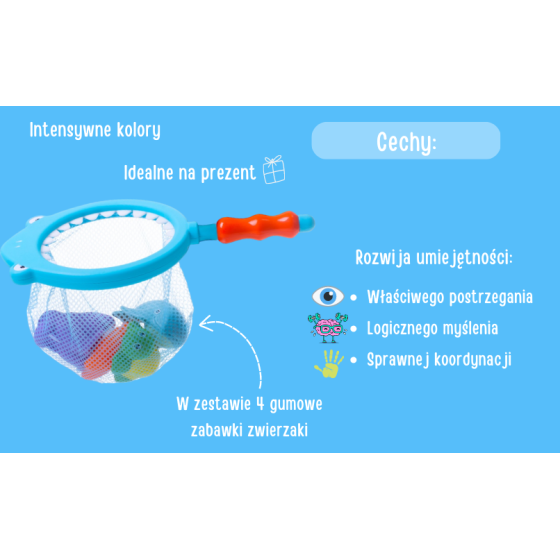 Siateczka do łowienia rybek + 4 morskie zwierzątka / Bocioland