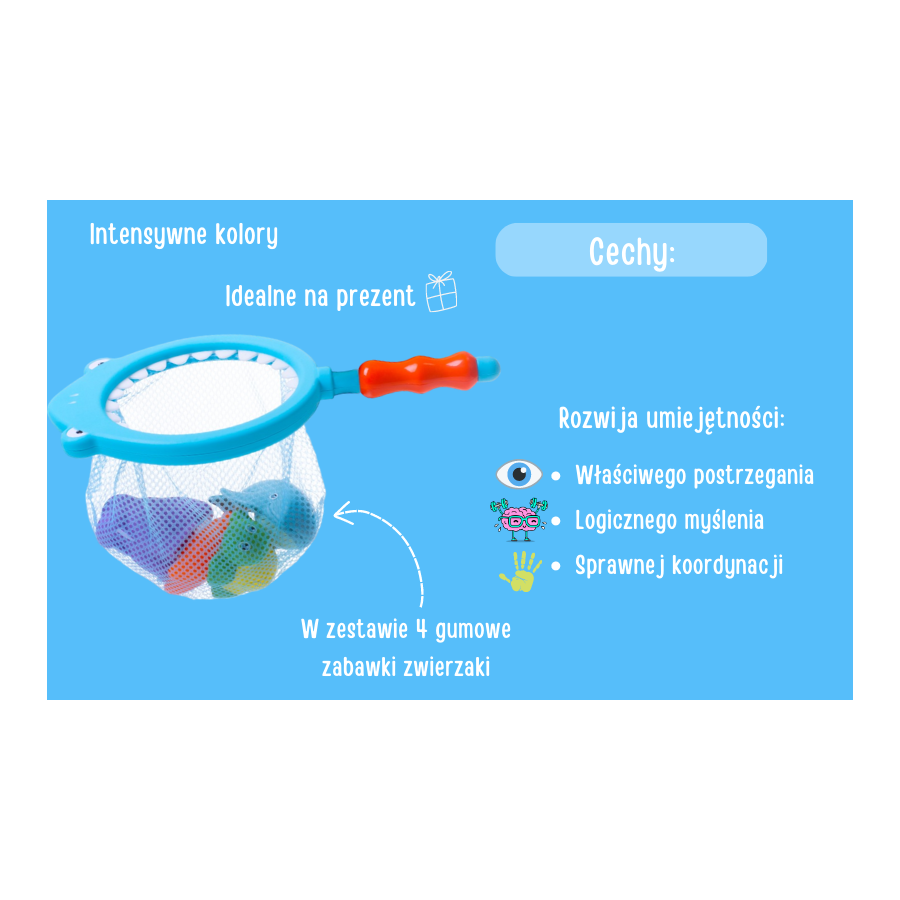 Siateczka do łowienia rybek + 4 morskie zwierzątka / Bocioland