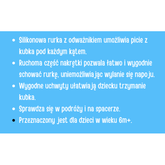 Bidon - niekapek ze słomką 300 ml Niebieski / Bocioland