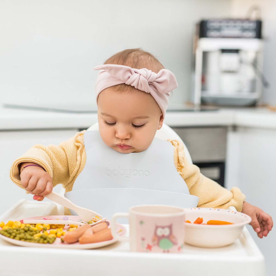 Miękki śliniak z kieszonką i regulacją Szary / Babyono