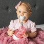 Tasiemka do smoczka z klipsem szara kropki / Babyono