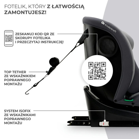 Fotelik samochodowy I-Grow 0-36 kg Szary / Kinderkraft