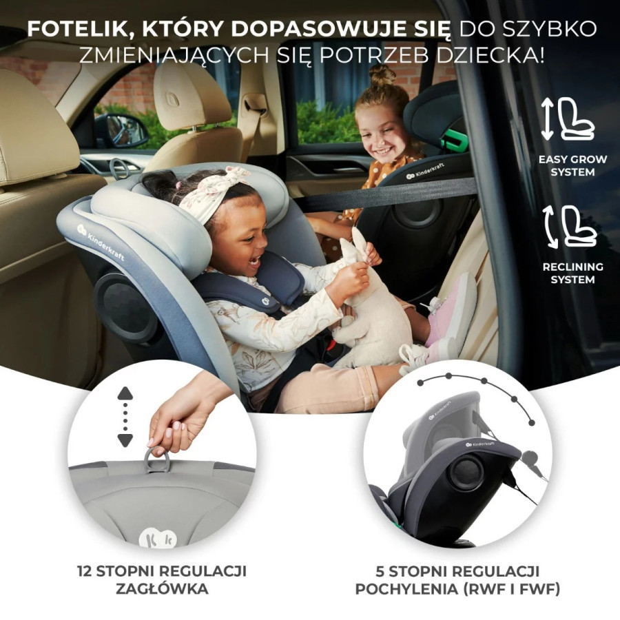 Fotelik samochodowy I-Grow 0-36 kg Szary / Kinderkraft