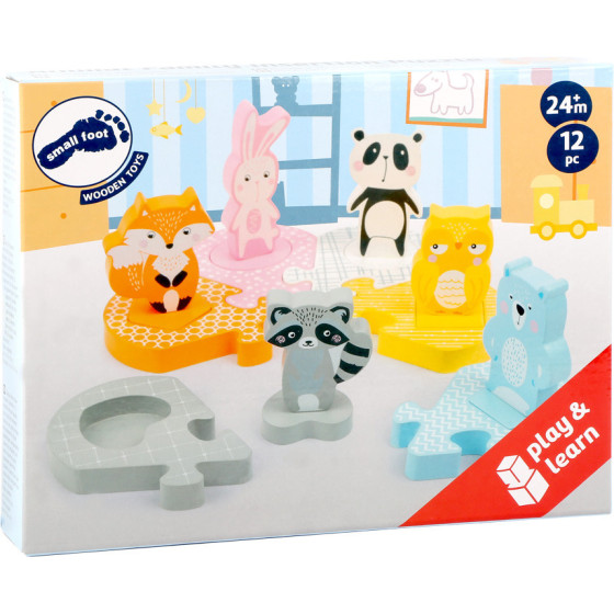 Pastelowe puzzle Zwierzaki 12 el. / Small Foot Design