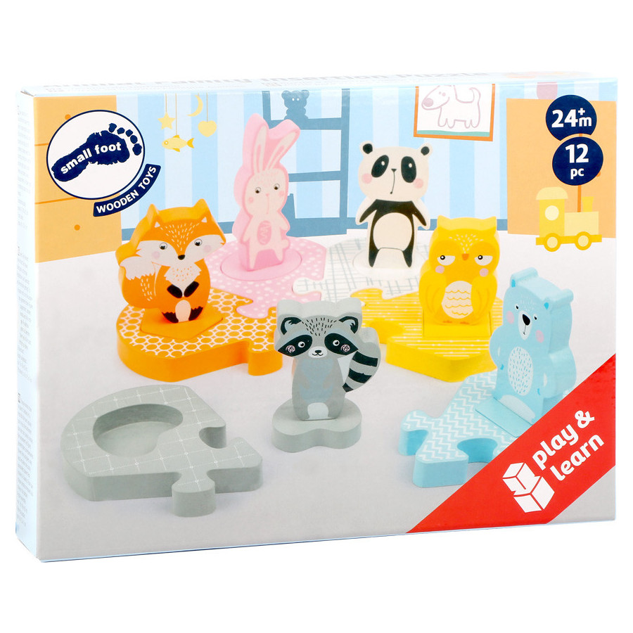 Pastelowe puzzle Zwierzaki 12 el. / Small Foot Design
