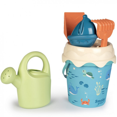 Wiaderko z akcesoriami do piasku i konewką z bioplastiku / Smoby