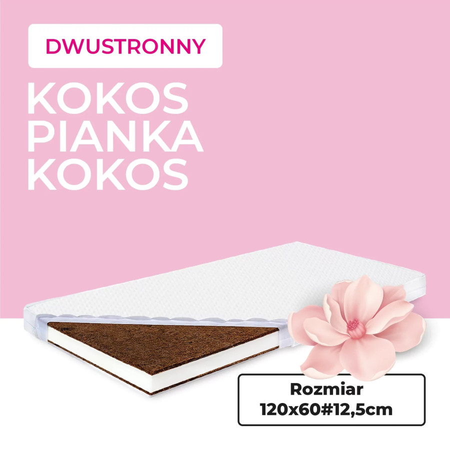 Materac dwustronny 120x60 cm kokos - pianka - kokos / Tapi