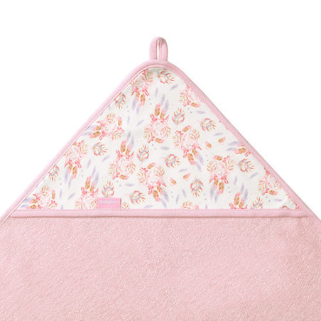 Ręcznik kąpielowy frotte z kapturkiem 100x100 cm Różowy / Babyono