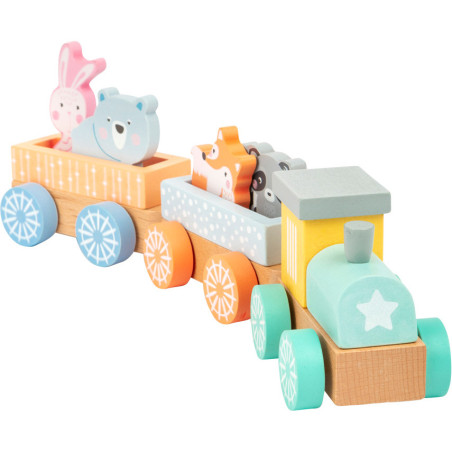 Drewniana pastelowa ciuchcia z leśnymi zwierzątkami / Small Foot Design
