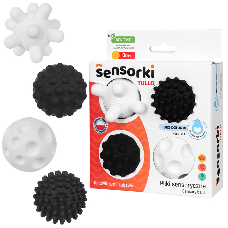 Pilki sensoryczne czarno-białe 4 szt. / Tullo Pilki sensoryczne czarno-białe 4 szt. / Tullo