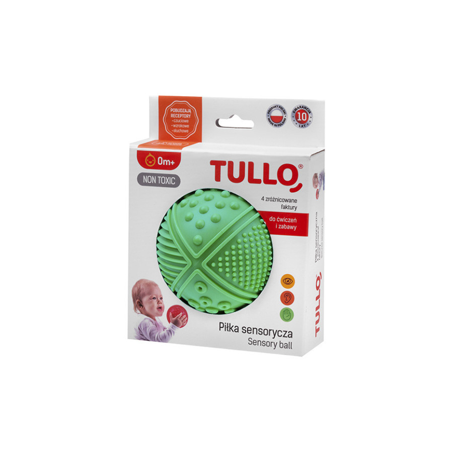 Piłka sensoryczna 4 faktury Zielona / Tullo