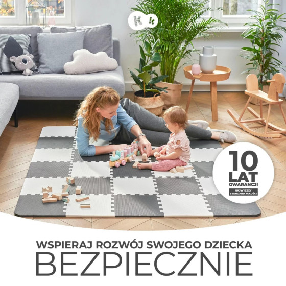 Mata piankowa dla dzieci Luno czarno-biała / Kinderkraft