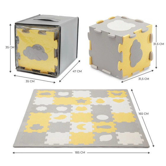 Mata piankowa dla dzieci Luno 3D Yellow / Kinderkraft