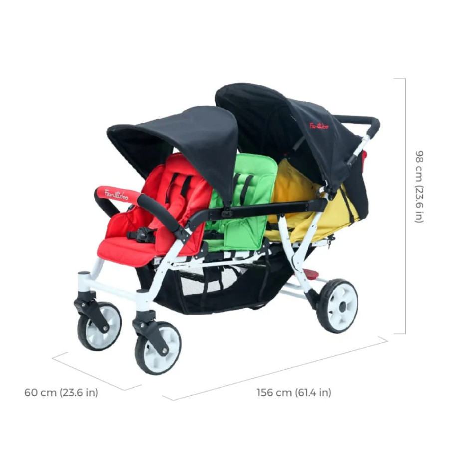 Wózek spacerowy do żłobka Lidoo Ergondrive 3-osobowy / Familidoo