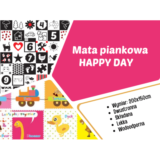 Mata piankowa dwustronna do zabawy 200x150 cm Happy day / Bocioland