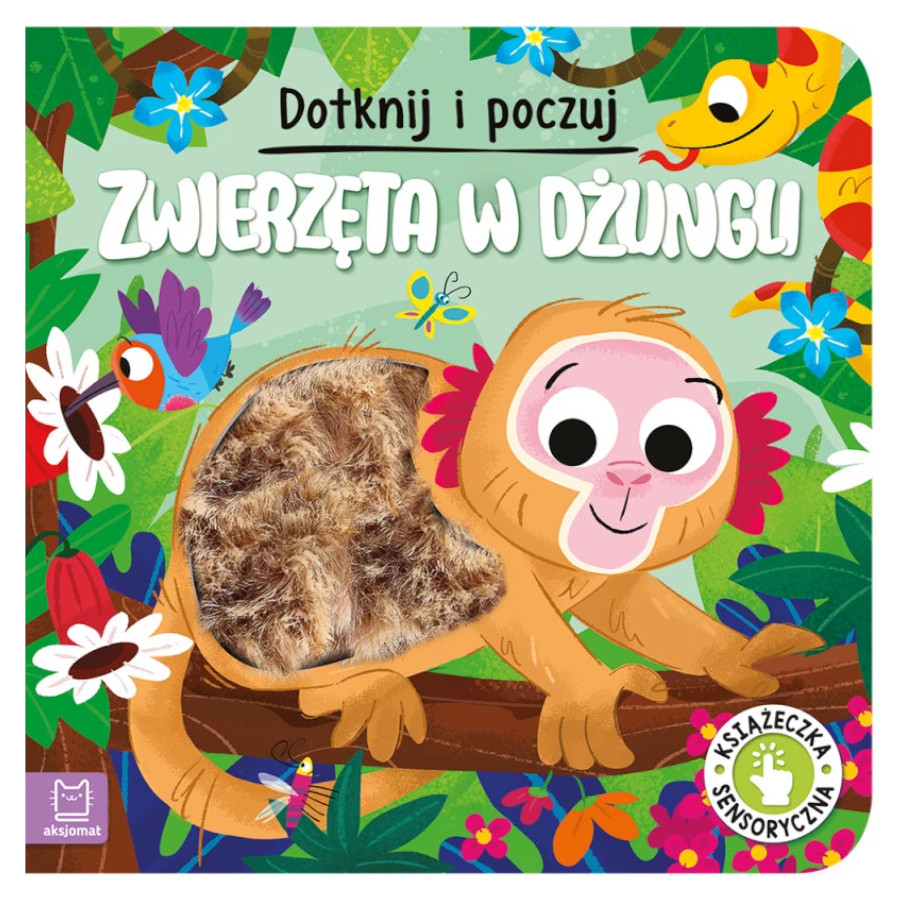 Dotykowa książeczka sensoryczna Zwierzęta w dżungli / Aksjomat